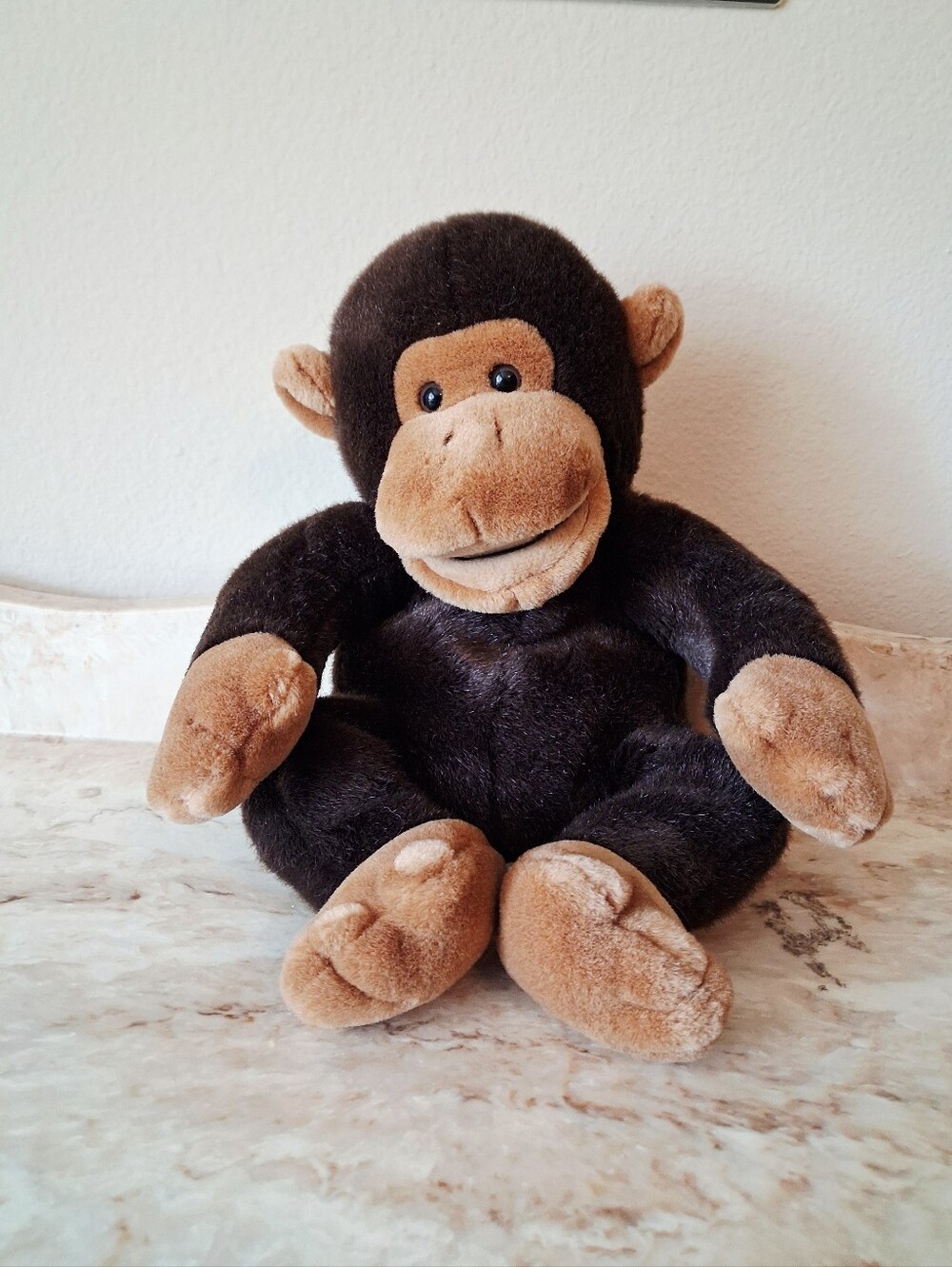 VTG RUSS Brown And Tan " BONKERS" Chimp Monkey Hand Puppet.